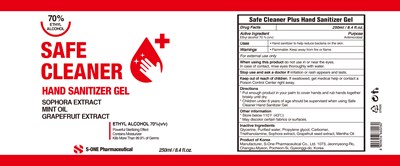 3 Safe Cleaner Hand Sanitizer Gel 250ml Label